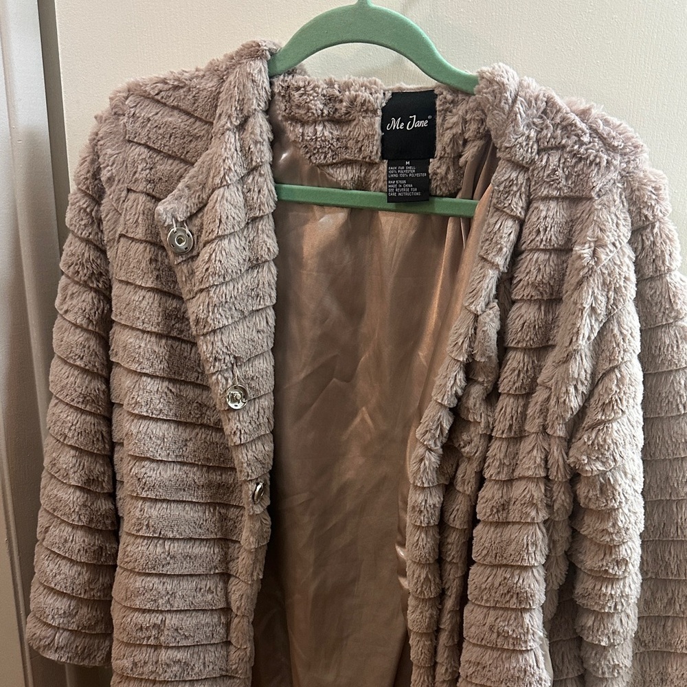 Me Jane Women's Plush Tan Teddy Jacket